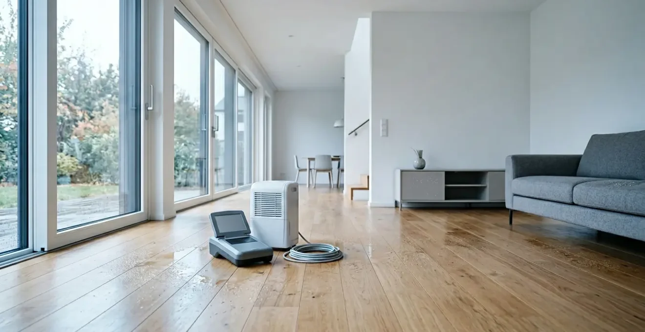 Mise en situation d'un dégât des eaux dans un logement avec intervention professionnelle