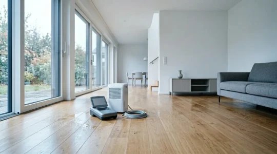 Mise en situation d'un dégât des eaux dans un logement avec intervention professionnelle
