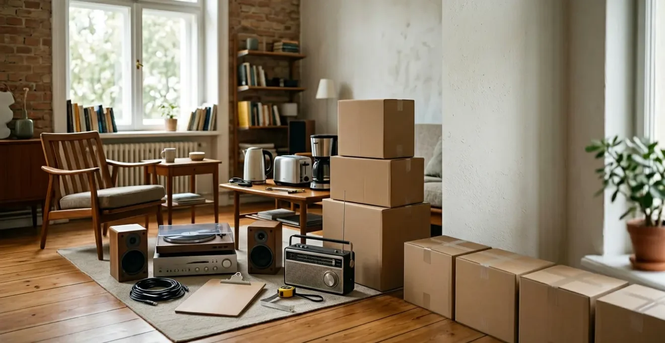 Inventaire méthodique de biens mobiliers dans un intérieur domestique pour évaluation assurance