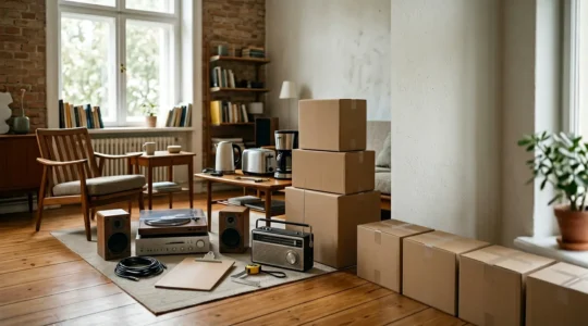 Inventaire méthodique de biens mobiliers dans un intérieur domestique pour évaluation assurance