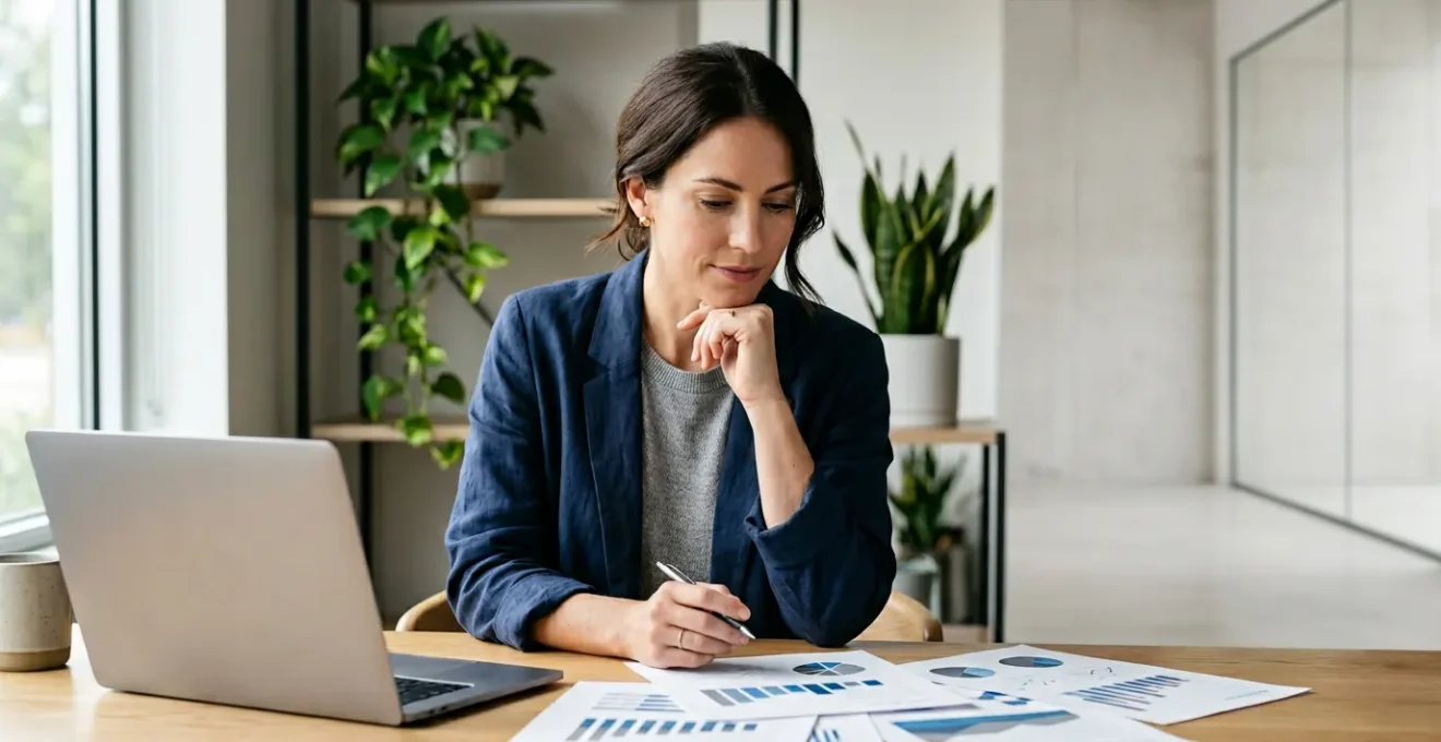 Investisseur consultant des documents financiers dans un environnement professionnel apaisant