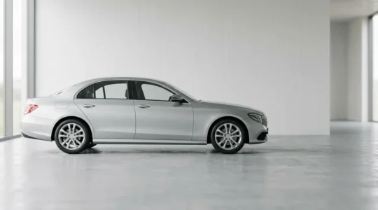 Vue élégante d'une voiture neuve moderne protégée par une couverture d'assurance tous risques