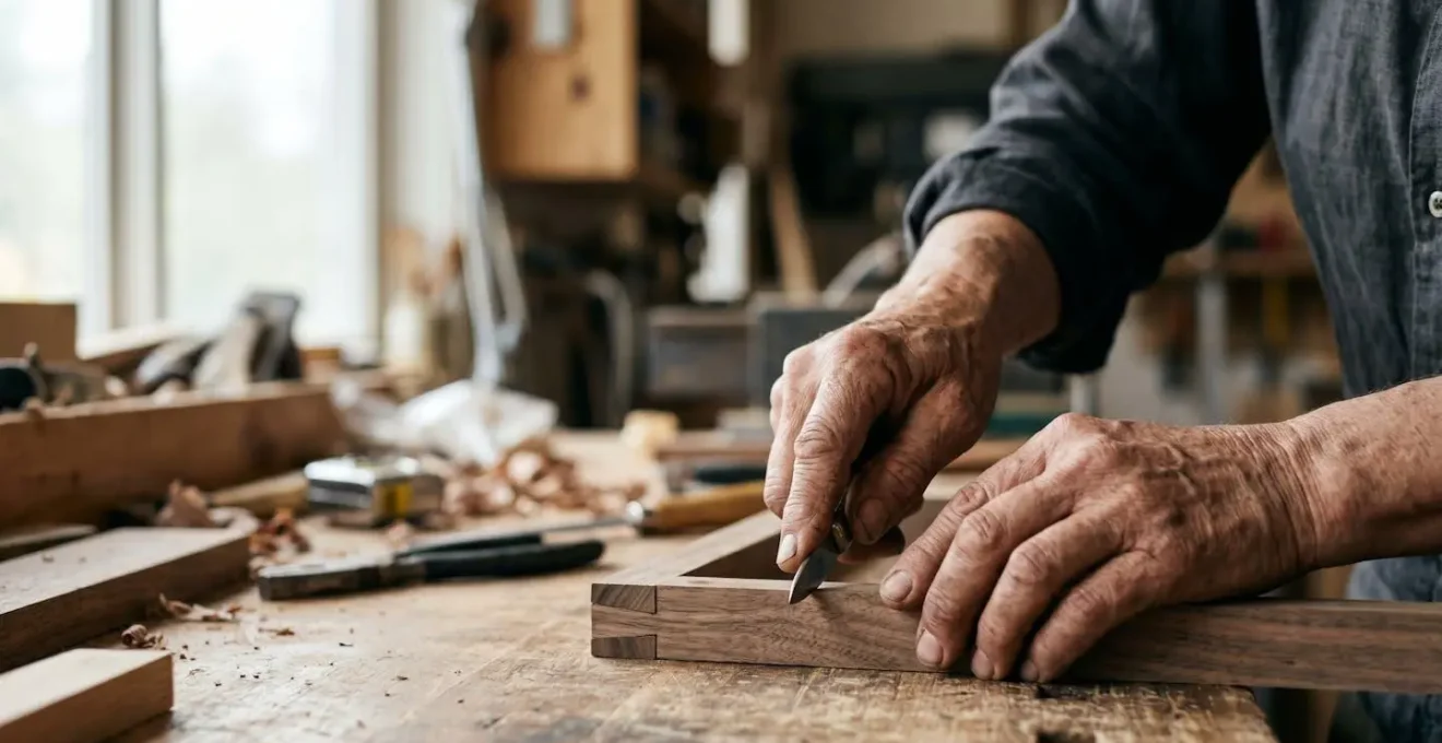 Artisan exerçant son métier manuel avec ses mains et outils professionnels