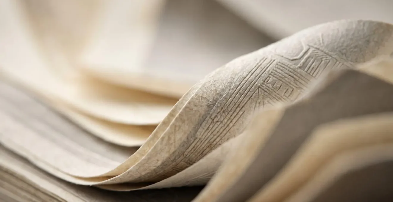 Gros plan macro sur des textures de papier stratifiées suggérant des couches de garanties d'assurance