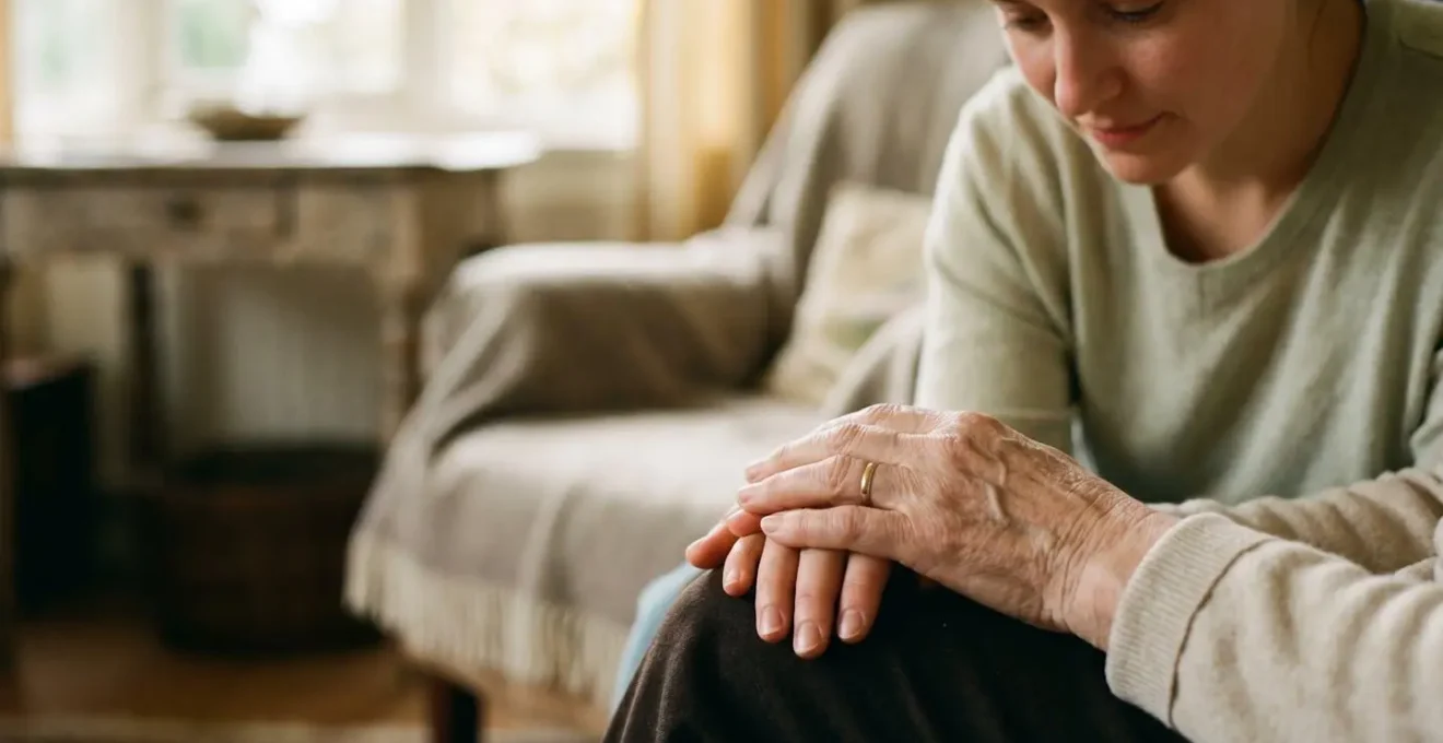 Scène chaleureuse évoquant les soins à domicile et l'accompagnement médical personnalisé